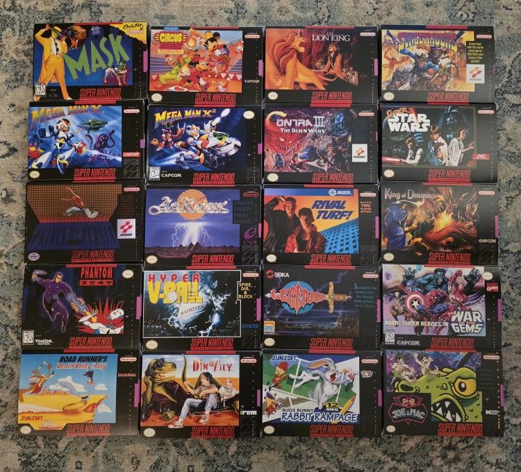 Lot of 20 SNES Boxes. Super Nintendo. **Read**