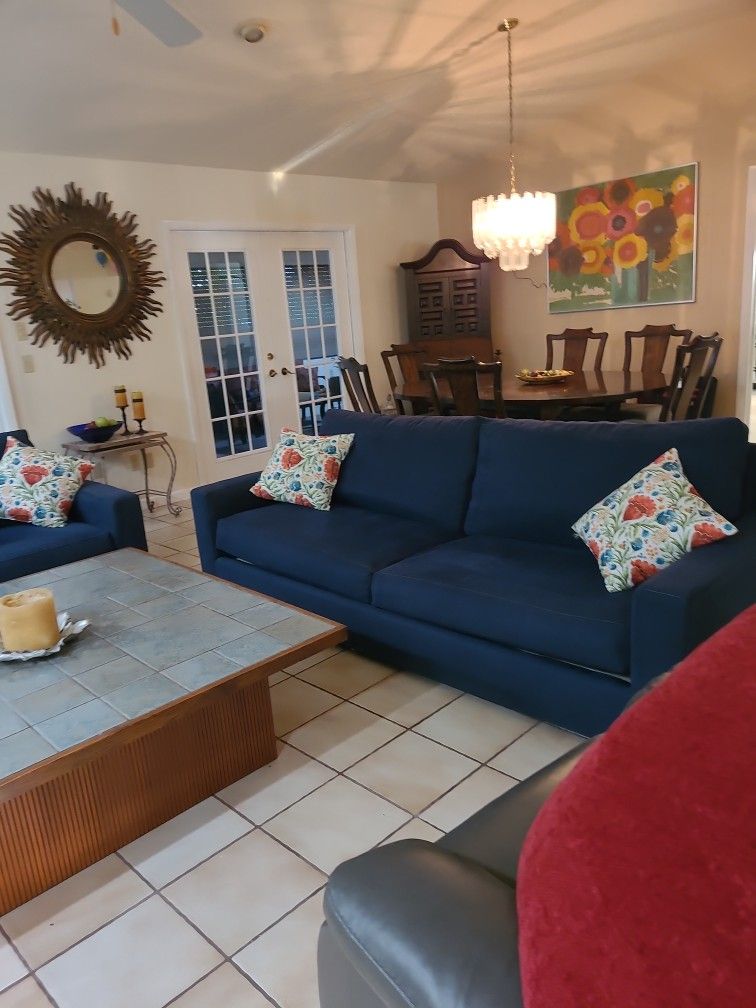 Sofa And Love Seat Deep Blue Super Comfortable 