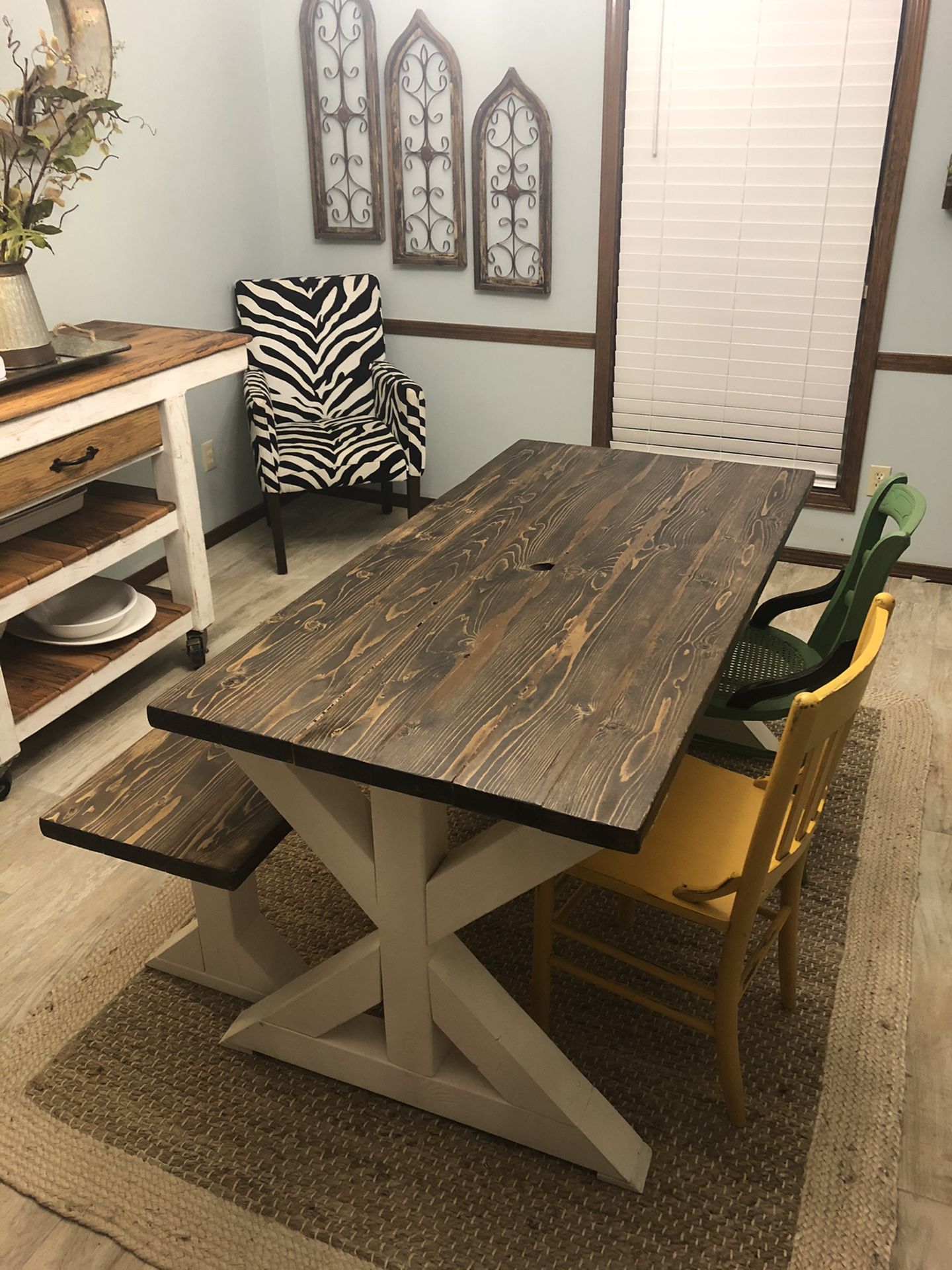 Farmhouse table with bench 5 foot long