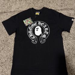 black and white bape tee size large 