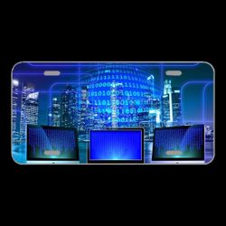 License Plate Novelty Car Front Monitor Binary Binary System Computer
