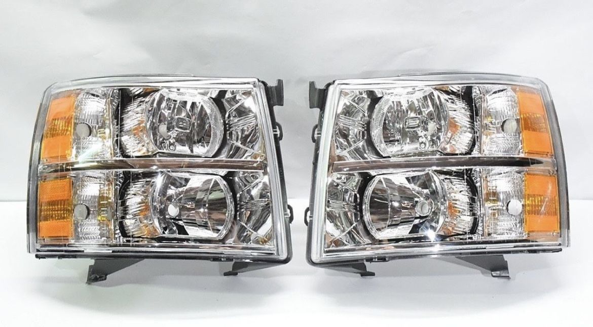 2007 To 2014 Chevrolet Silverado Chrome Headlights Luces Micas Focos Cromados Calaveras