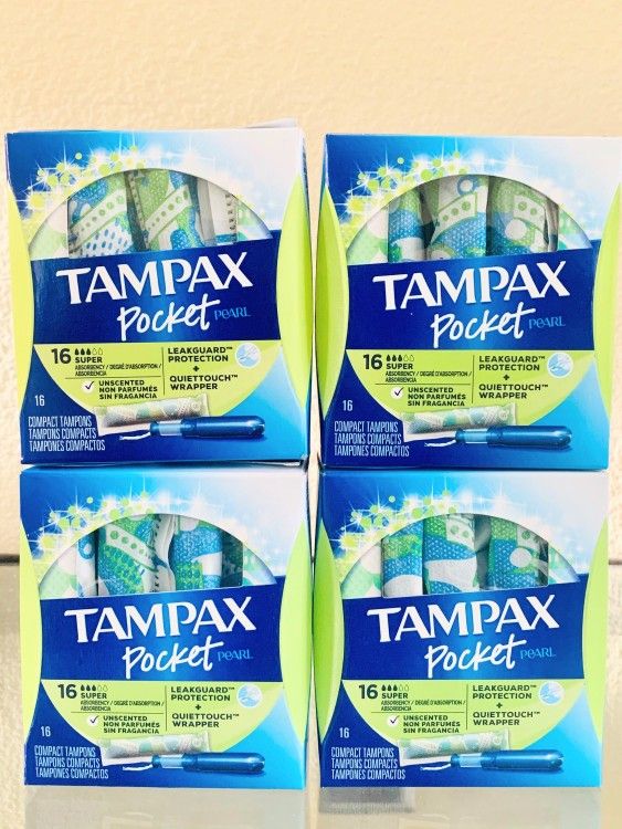 (4) Tampax Pocket Pearl Super 16 Counts - $10 For All FIRM 