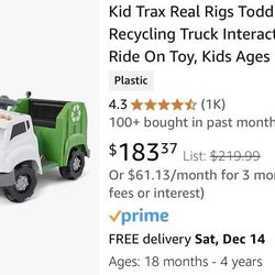 Real Rigs Ride On Trash Truck Interactive 