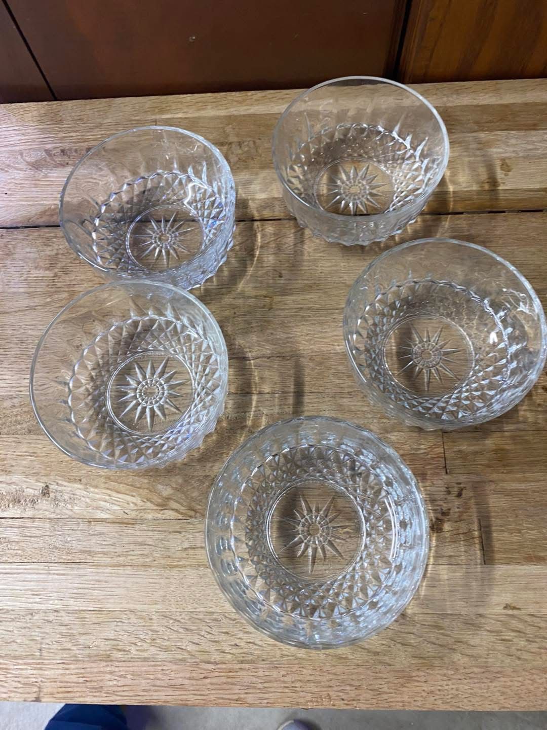 set of five Vintage Arcoroc Glass Fruit Bowl w/ Starburst
