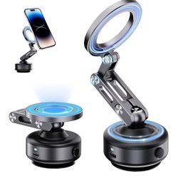 Vacuum Magnetic Car Phone Mount,Nixie N’Go Pro 360 Adjustable Suction Cup Phone Mount,Official Foldable Smart Double-Sided Magnetic Phone Holder Hands