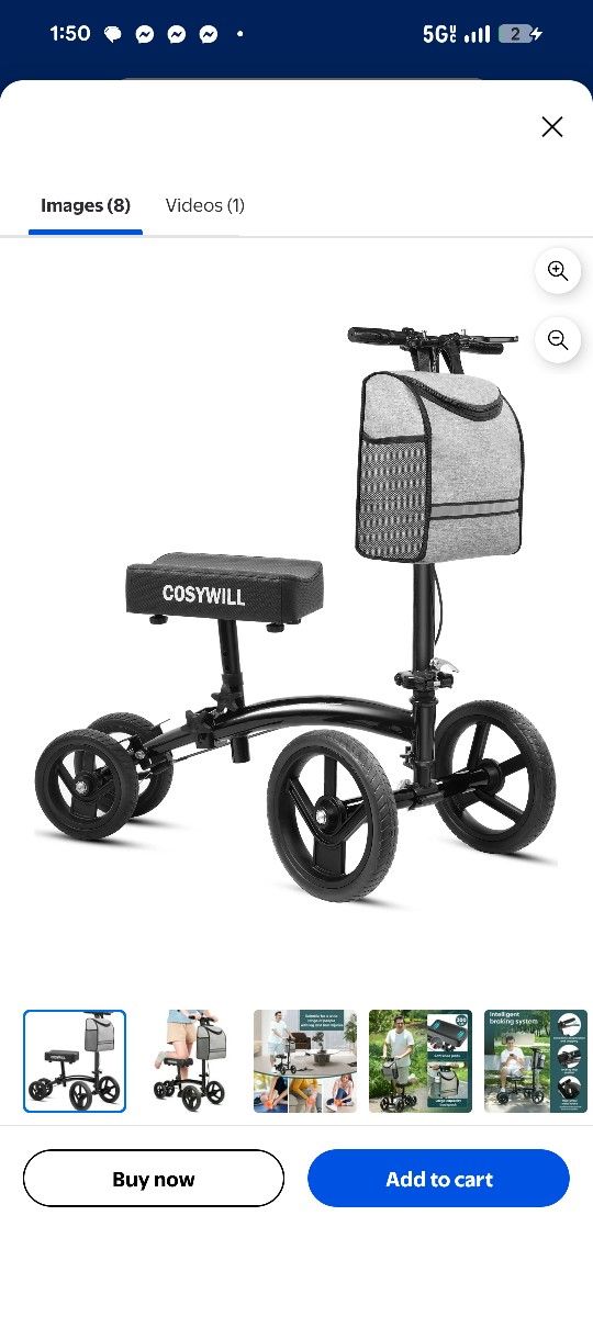 COSYWILL Steerable Knee Scooter,Knee Walker Scooter for Adults with 10" Front Wheels,Foldable Knee Scooter for Foot Surgery Crutches Alternative,Black