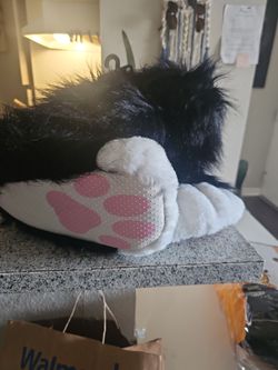 Fursuit Paw Slippers Black and White