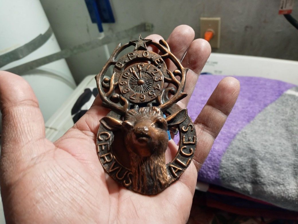 Vintage Elk's Lodge Grill Badge Original Car Accessories