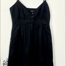 Forever 21 Women Black Mini Dress Tie Back Linen Blend Size M Medium 