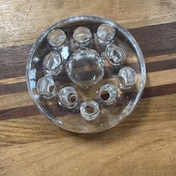 Flower Frog Vintage Hand Made Glass 11 Hole 1970s Makeup Pens Paperweight