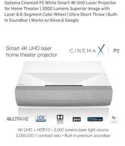 Optoma CinemaX P2 Smart 4K Projector (Short Throw)
