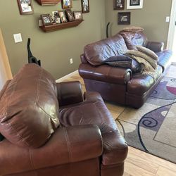 Top Grain Leather Couch And Chair