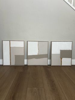 “CALM ELEMENTS” 5x2 Feet Triptych -3 Piece Custom Handpainted Original Textured Art