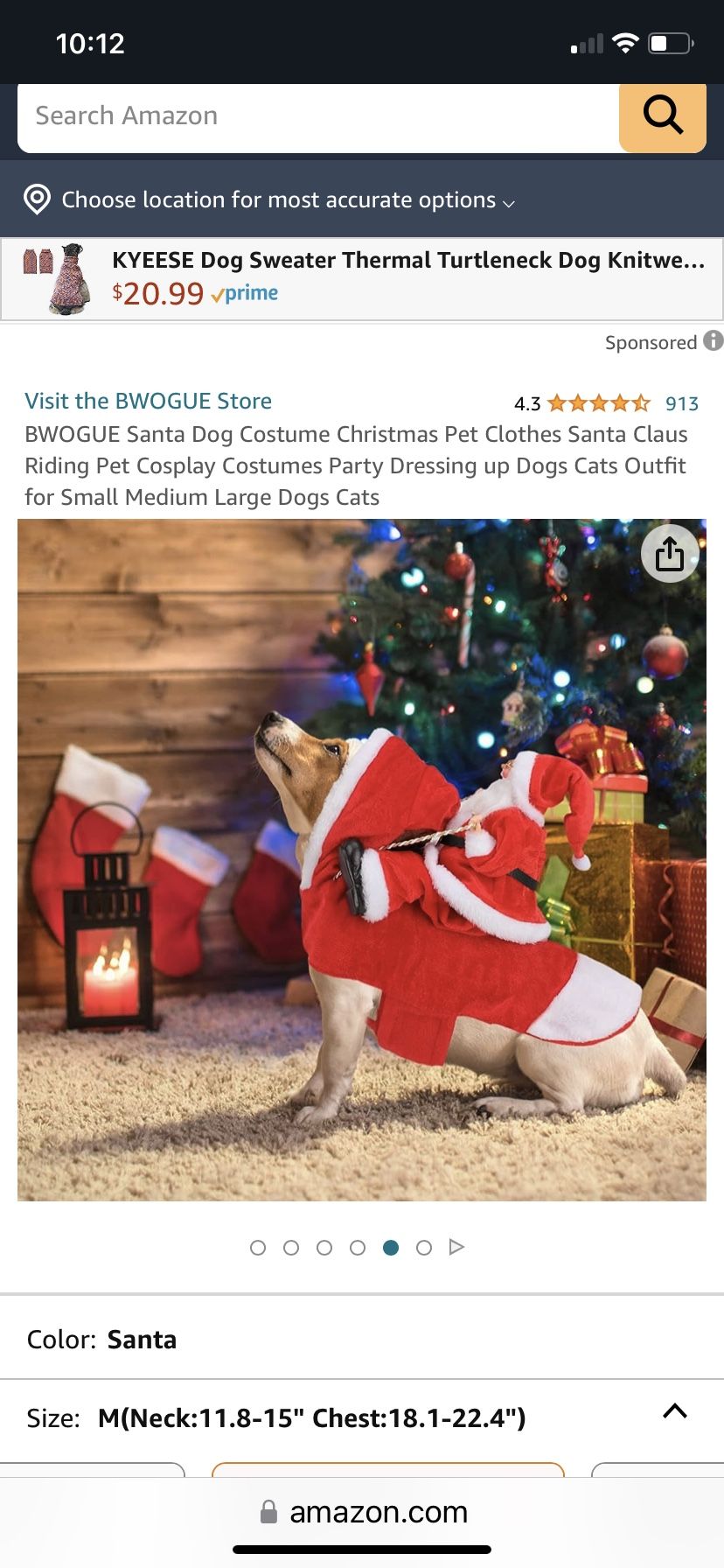 Santa Costume For Medium Size Dog Christmas