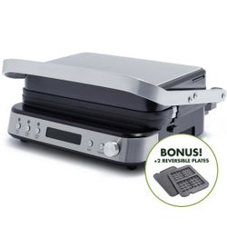 CERAMIC NONSTICK 3-IN-1 GRILL, GRIDDLE & WAFFLE MAKER | STAINLESS STEEL