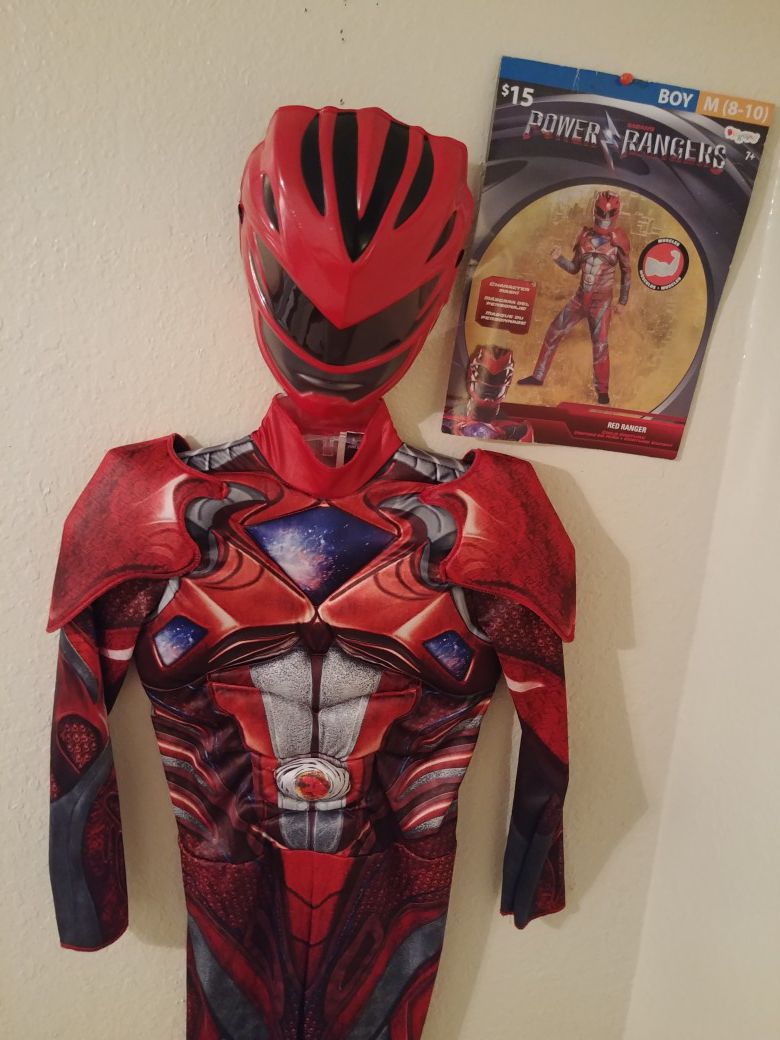 Boy's Red Power Ranger Costume Size- Med (8-10)