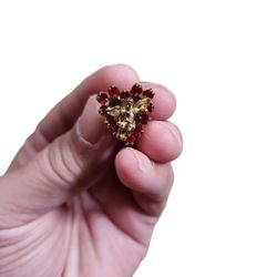 Vintage Gold Toned Garnet Gem Angel Pin