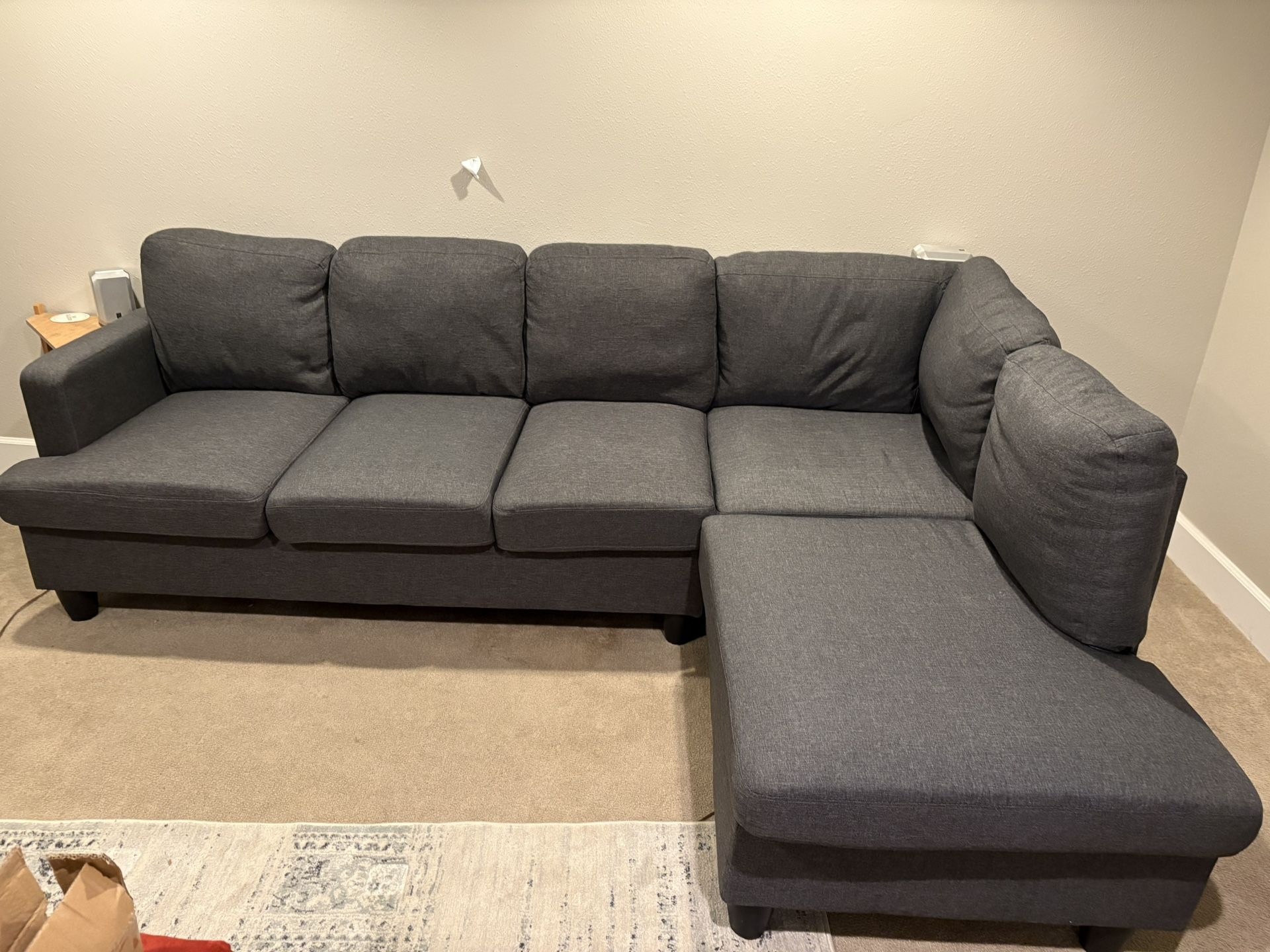 Dark Grey Sectional Sofa with Chaise
