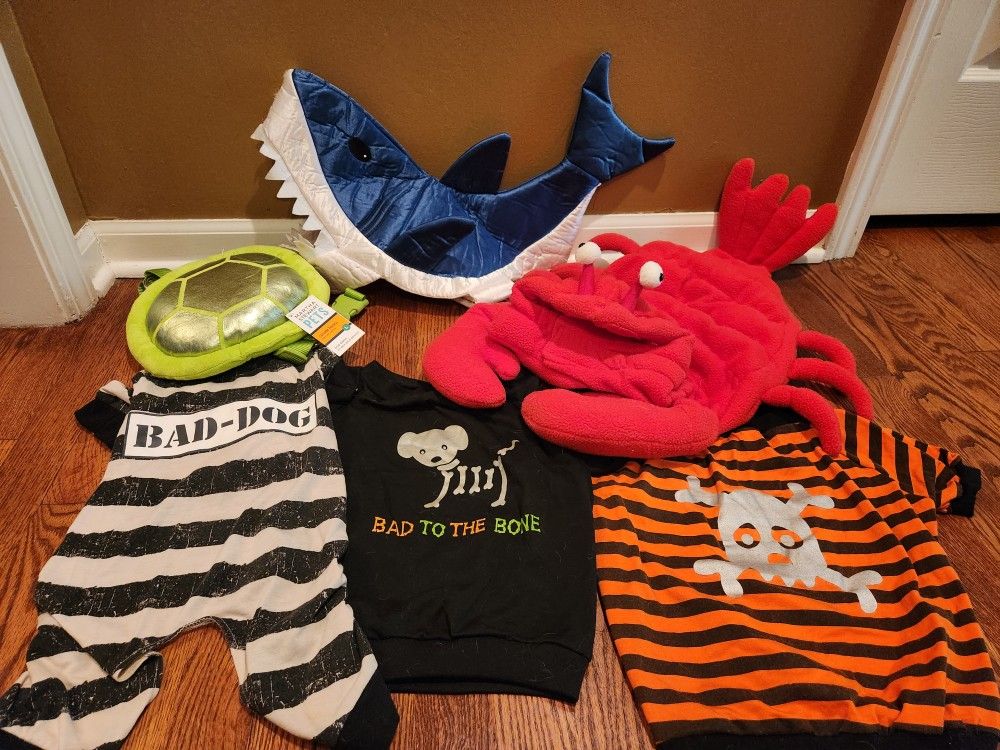 Dog Costume~Halloween (6)+Harness (1)+BONUS Christmas Caps/Hats (2)