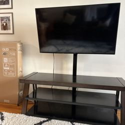 Home Office Desk + TV Stand With Attached Mount 