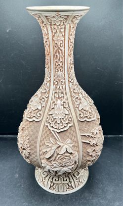 Ivory Dynasty Carved Resin Asian Vase