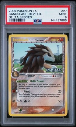 2005 POKEMON EX DELTA SPECIES #27 SANDSLASH-REVERSE FOIL PSA 9