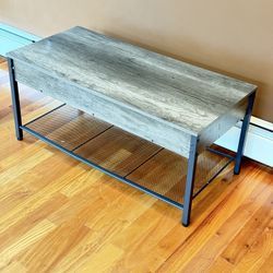 Lift Top Coffee Table with Storage Shelf and Hidden Compartment