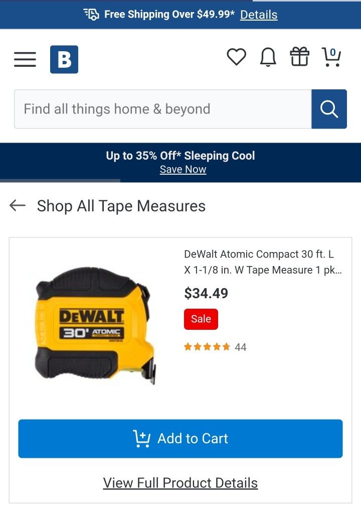 DeWalt Atomic Compact 30 ft. L X 1-1/8 in. W Tape Measure 1 pk - 30 ft.