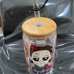 Glass Cup Jason And Penny wise Halloween Cup