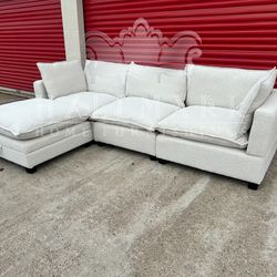 New-in-Box Cream Boucle Cloud Couch Sectionals + Storage Ottoman - 🚚FREE DELIVERY 