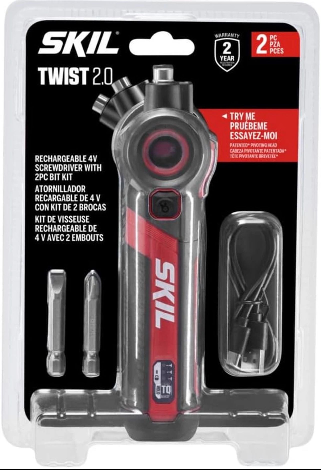 SKIL Twist 2.0 Rechargeable 4V Screwdriver with Pivoting Head, Torque Setting, U