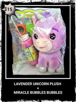 2PC UNICORN PLUSH+ BUBBLES SET