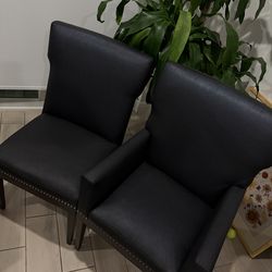 Faux Leather Upholstered Black Chair Set