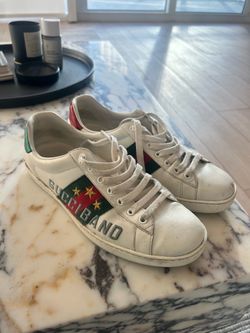 Gucci Ace Embroidered Leather Sneakers Men’s Size 8.5 - Authentic