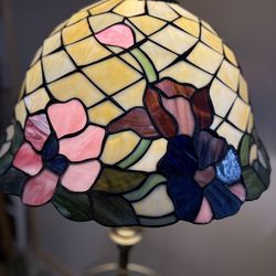 Vintage floor lamp with stained glass lampshade