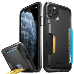 iPhone 11 Pro Max/ xs max Card Case, vSkin Slim Wallet Case with Credit Card Holder Slot, Designed for iPhone 11 Pro Max (6.5 inches) - Black