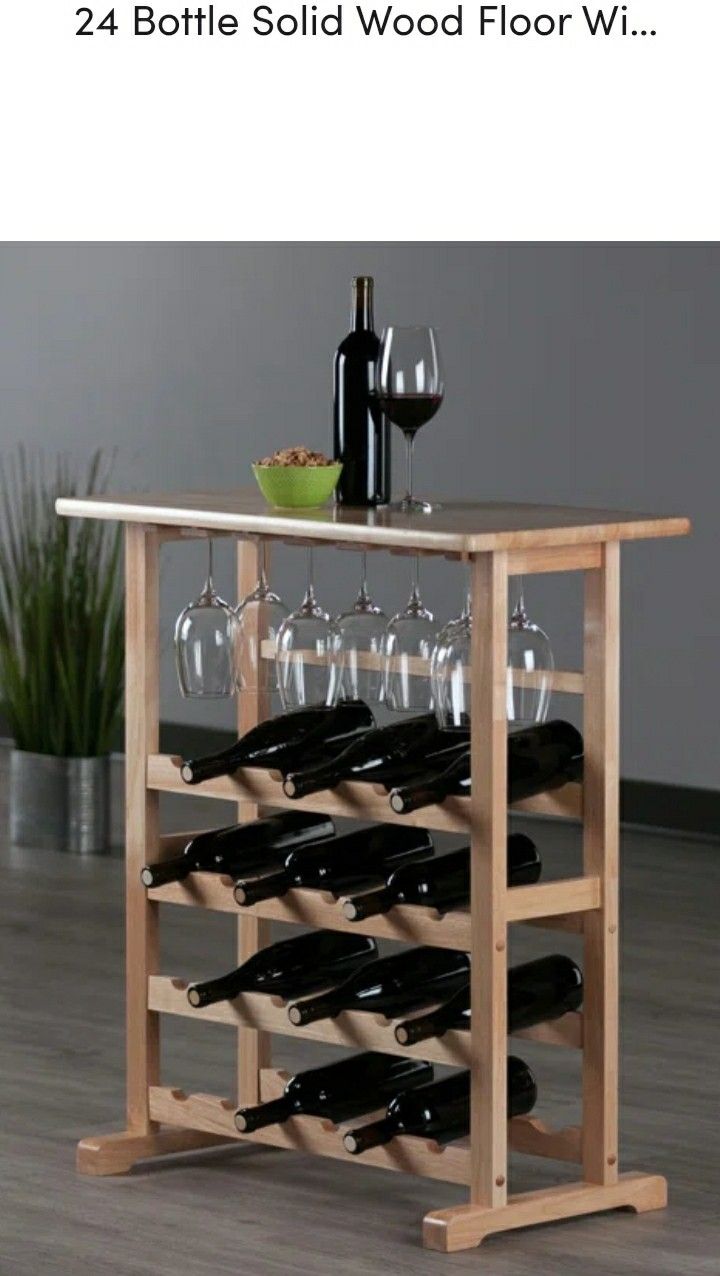 Solid Wood Wine Rack Table Kitchen Island Bar Cart