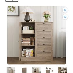 Homfa 5 Drawer Dresser with Door, Modern Chest of Drawers Wood Storage Cabinet for Bedroom