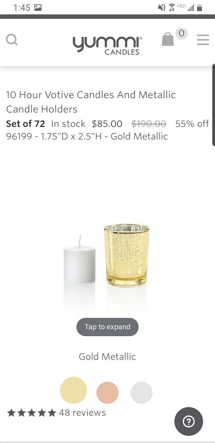72 Gold Mercury Glass Votives