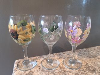 Wine Glasses  - Handpainted $8ea
