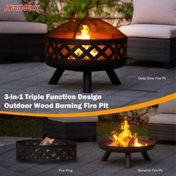 HEATMAXX 3-in-1 Outdoor Wood Burning Fire Pit
