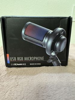 COCONISE USB RGB Microphone with Stand and Cable for PC Gaming Streaming