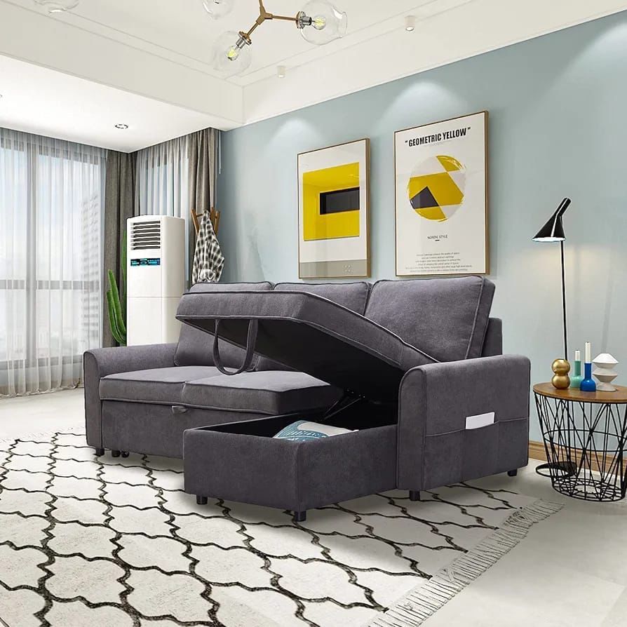 New Modern L-Shaped Sofa Bed With Storage