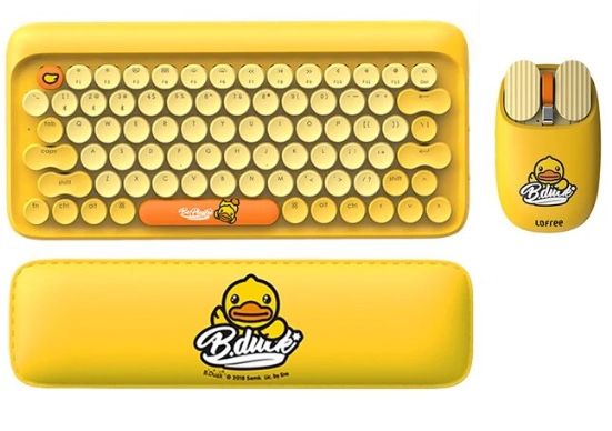 Lofree Yellow Duck 79 Key Mechanical Keyboard And Mouse Set Female Laptop Ipad Wireless Bluetooth Green Axis Game Office Gift
