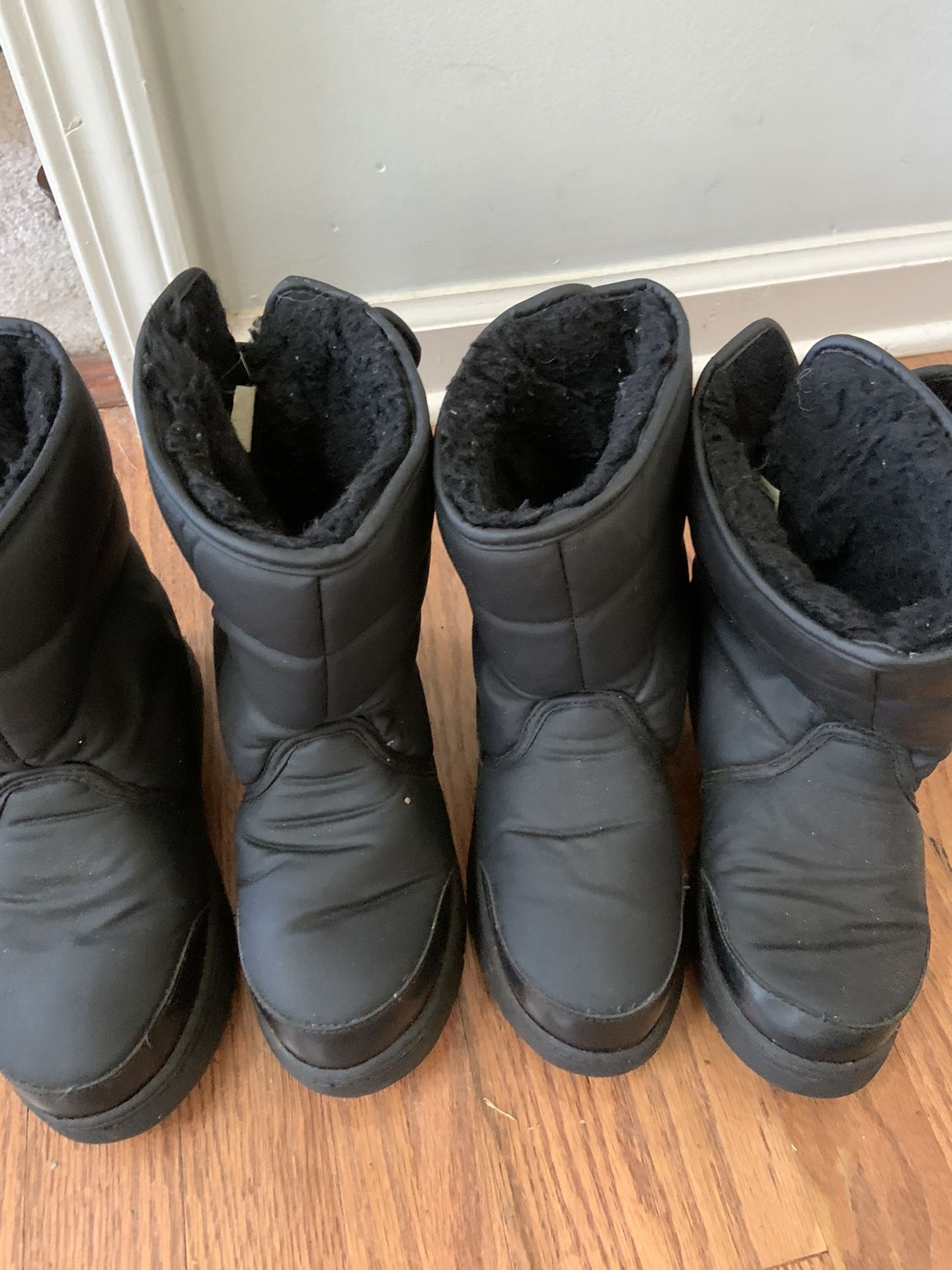 Snow Boots Kids Sz 13 (pink) & 2 (both Black)