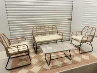 (FREE DELIVERY) NEW Outdoor Patio Rattan Furnitures Set Metal Base NEW