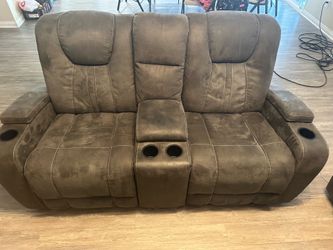 Dark Gray Reclining Sofas with Cup Holders