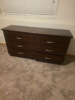 Dark Brown 6-Drawer Wood Dresser