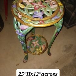Hand-Painted Iron Plant Stand